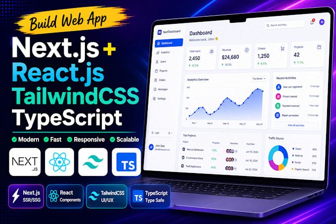 build web app using next js react js tailiwndcss typescript