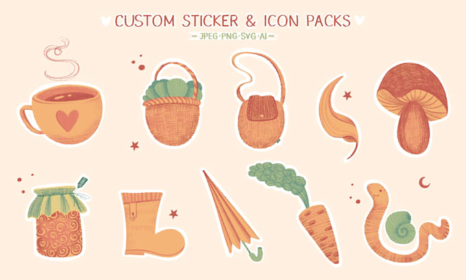 create custom cute stickers, doodles and icons