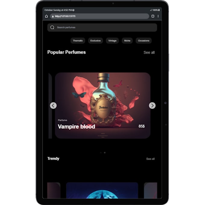 Create react vite perfumes app using latest technologies for highest ...