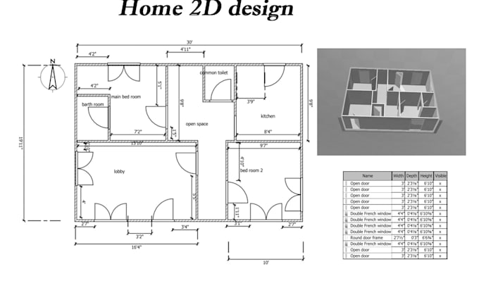 convert your home sketch into 2d floor plan design
