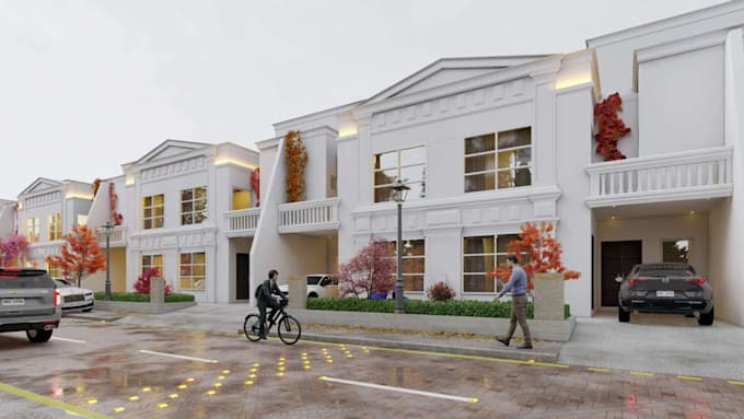 create exterior 3d architectural animation and aerial view using lumion