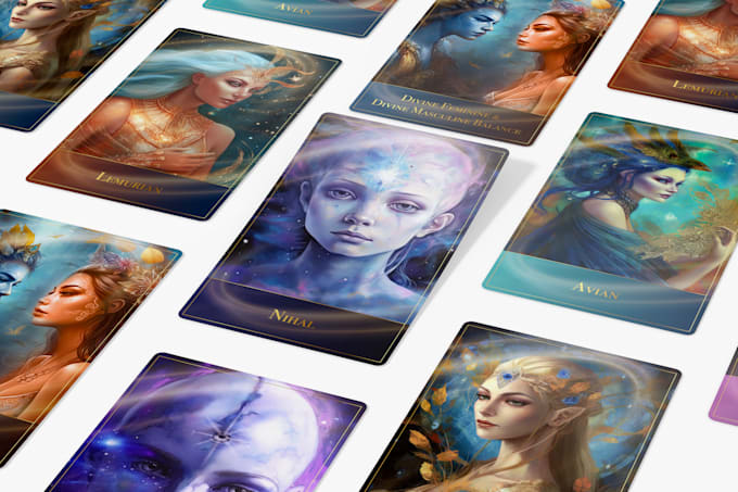 hand draw a custom full tarot or oracle card deck with box