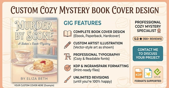 design a professional cozy mystery book cover for kindle KDP