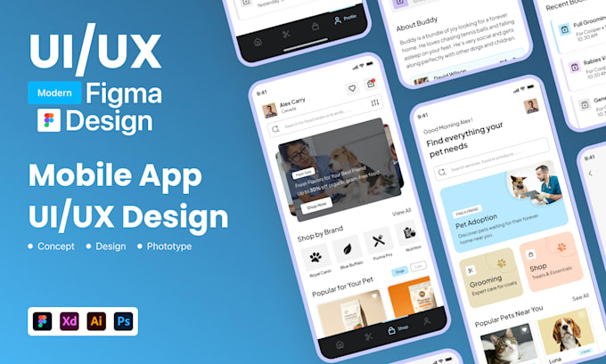 design modern mobile app UI UX in figma for ios and android