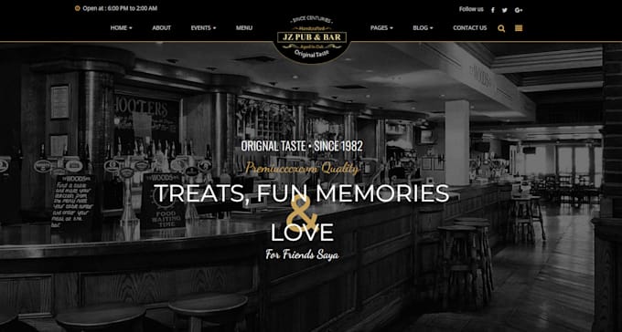 create pub and bar website design