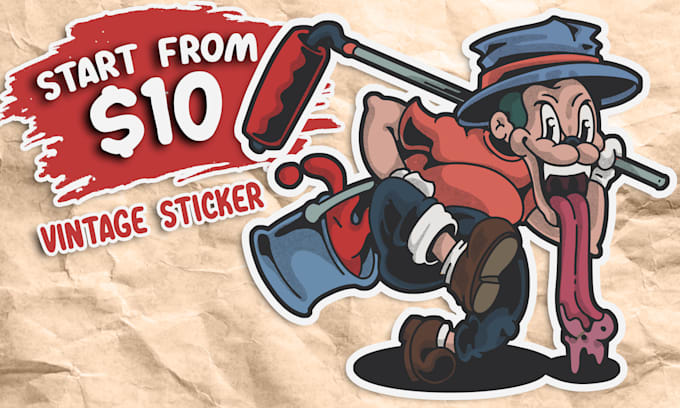 make vintage custom sticker design