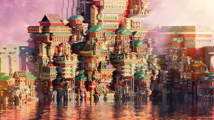 build a professional and detailed minecraft build for hub spawn pvp arena
