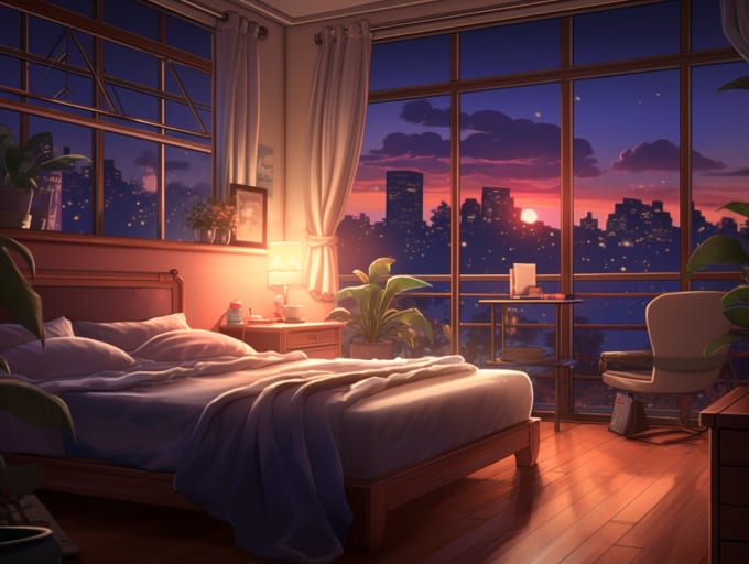 Draw anime background vtuber, visual novel, interior design by Serossum ...