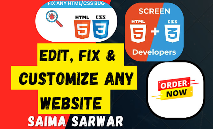 Edit or fix html and css on your webpage by Saima_00 | Fiverr