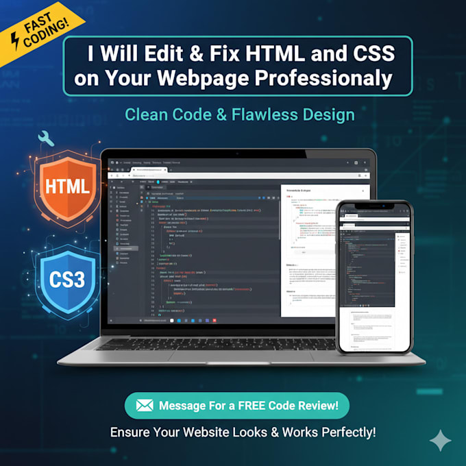 edit and fix HTML and CSS on your webpage professionally