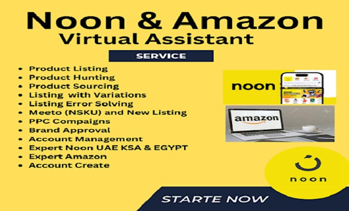 be your amazon and noon expert virtual assistant  uae and ksa