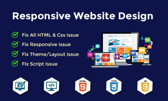 Fix all issues related to responsive, html, css, javascript by Alokhds ...
