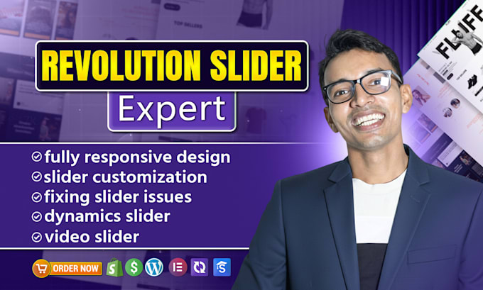 create revolution slider, smart slider, layer slider and fix any issue in 12 hrs