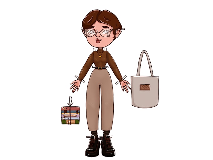 draw paper doll with outfits and accessories