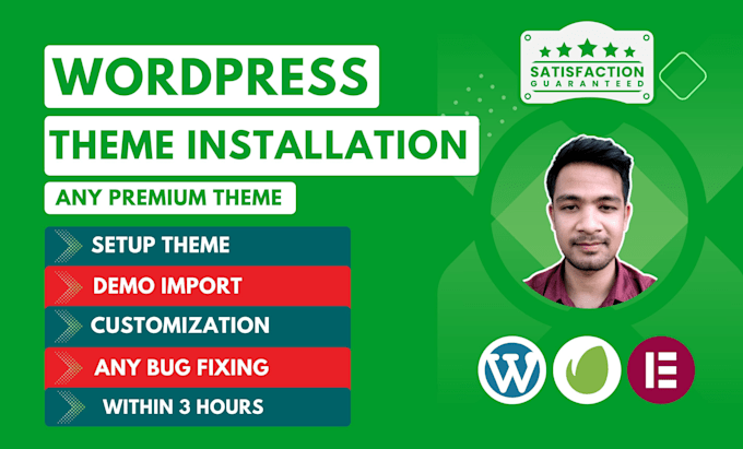 install wordpress themeforest theme, demo import, customization and bug fix