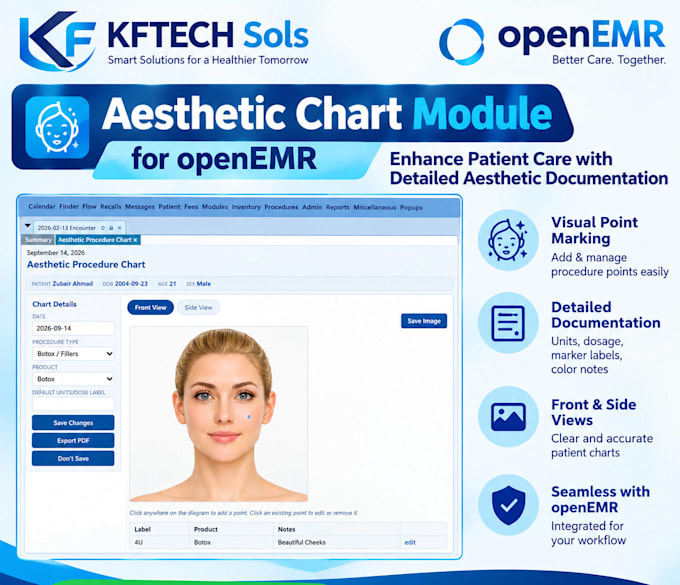 set up aesthetic chart module for openemr