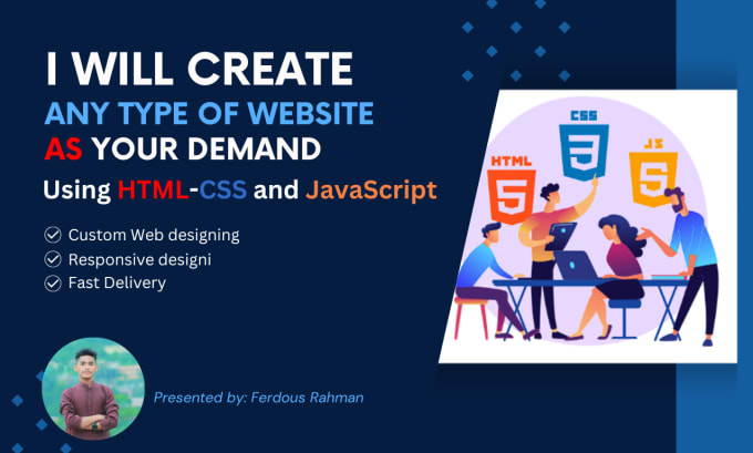 Be create porfolio website using html,css, javascript by T_piyal | Fiverr