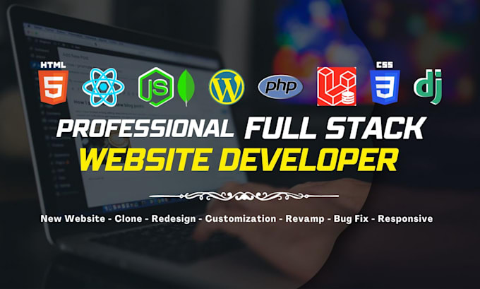 Create professional website using react, nodejs, django laravel html ...