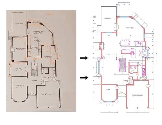 convert sketch or pdf, drawing to autocad