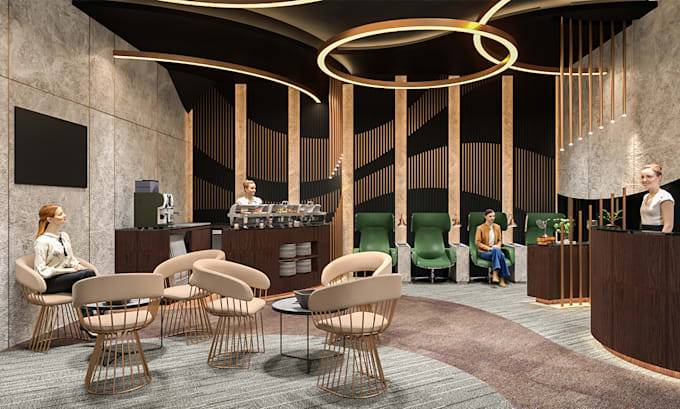 restaurant bar cafe lounge interior design 3d render