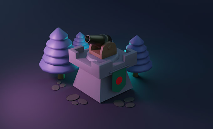 create low poly 3d environment and objects