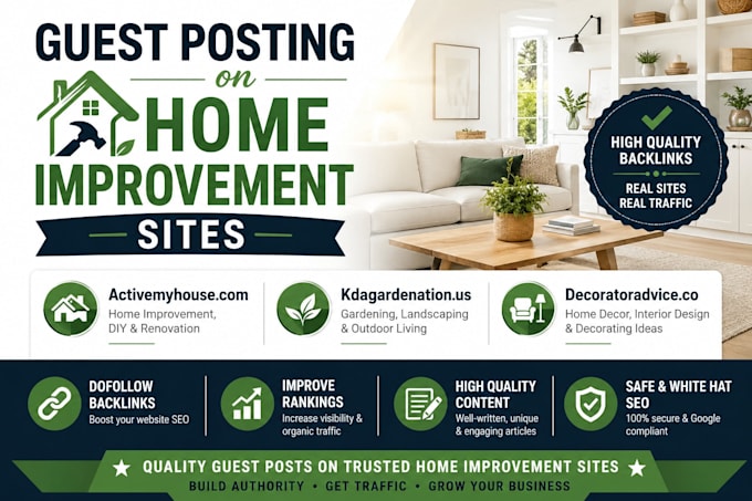 home improvement, home decor guest post on high da 40 sites