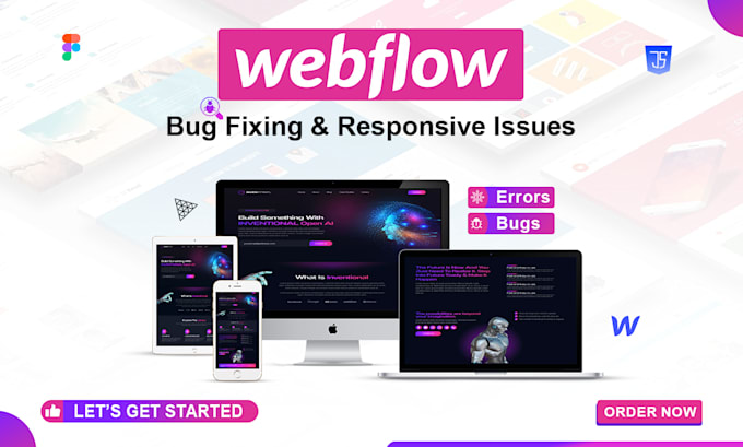 fix webflow website bugs, layout issues, and responsiveness