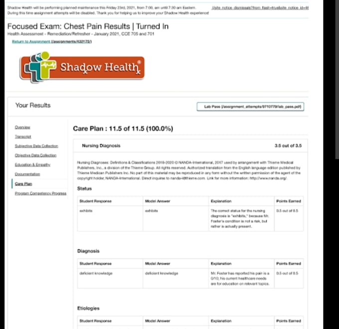 write shadow health and ihuman assessments