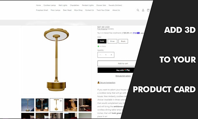 create 3d glb, gltf for your shopify, amazon store for 360 and ar