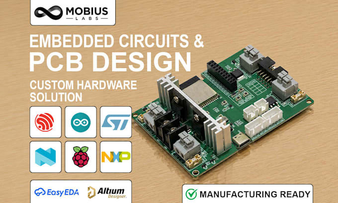 make embedded circuits and pcb design for esp32, stm32, nrf, and iot