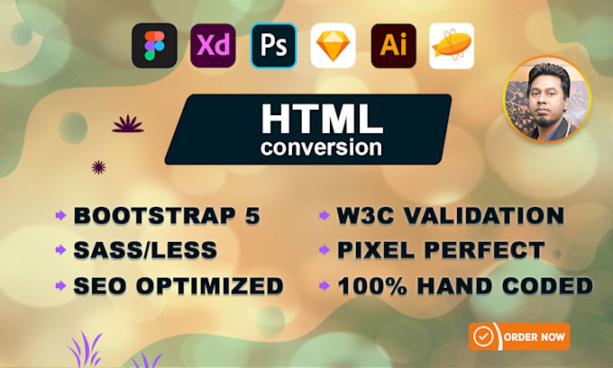 convert PSD to HTML with pixel perfect bootstrap website