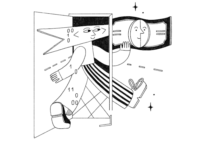 create a minimal black and white line art illustration