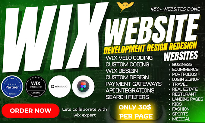 design redesign wix website wix website development