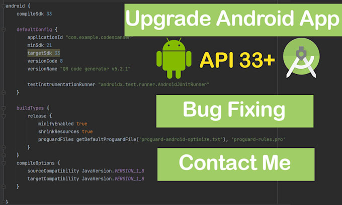 Upgrade android app code to api 33 seamless transition for enhanced ...