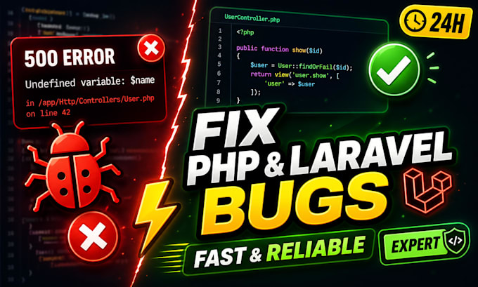 fix bugs or errors in your PHP or laravel application