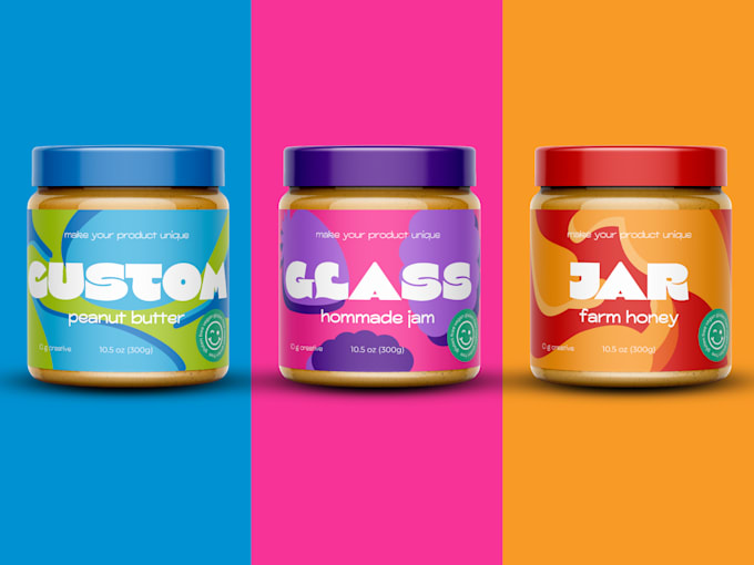 design glass jar label for peanut butter, jam or honey