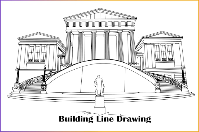 Draw any detailed building or product line art illustration by ...