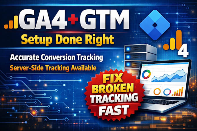 set up google analytics 4, GTM, and facebook pixel setup