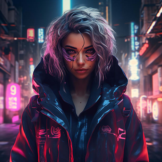make cyberpunk style character art for any project
