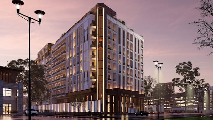 do 3d realistic exterior render for commercial building,home