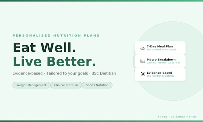 create a personalised nutrition and meal plan for your goals