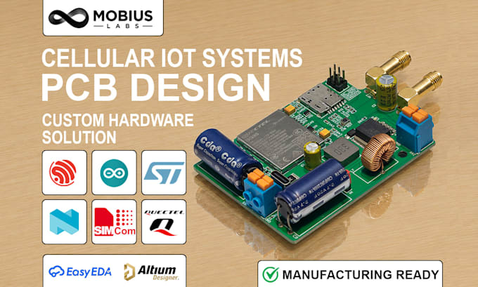make cellular iot pcb design with esp32, stm32, gps, lte, lora, ble and gsm