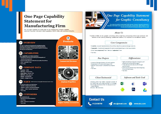 design a professional capability statement within 12 hours