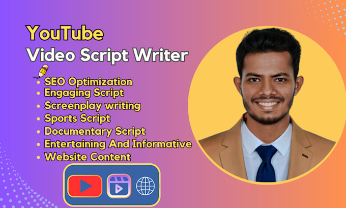 be your youtube video script writer and will do script writing