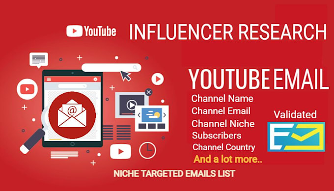 provide niche and country based emails for youtube channels
