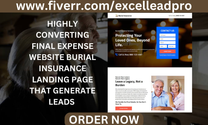 design final expense website burial insurance landing page that generate leads