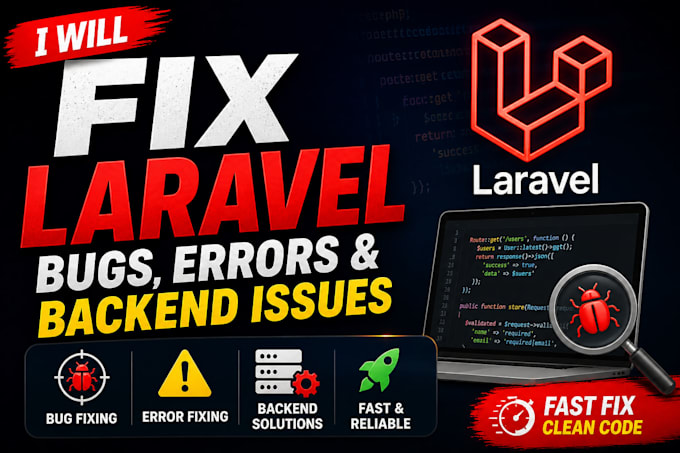 fix laravel bugs, errors and backend issues