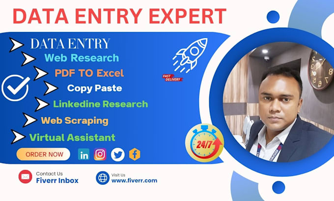 do expert and accurate data entry, PDF to excel, copy paste