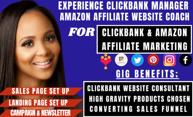 I will be your clickbank and amazon affiliate marketing sales funnel virtual assistant