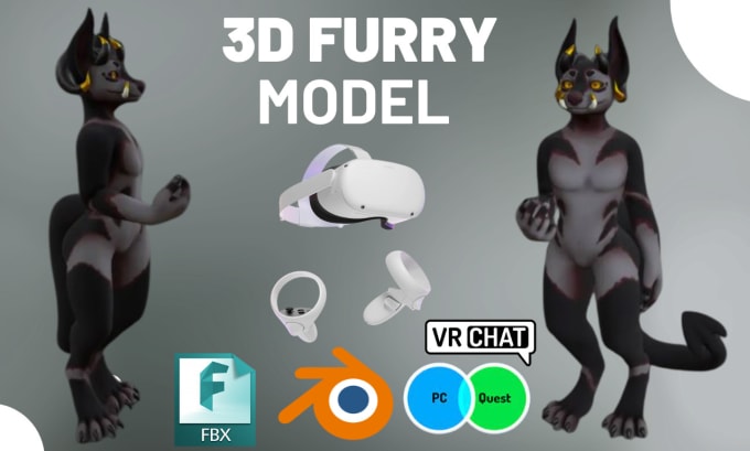 Create Custom 3d Vrchat Avatar Furry Model Nsfw Fursona Animaze By Vrchatava Fiverr 